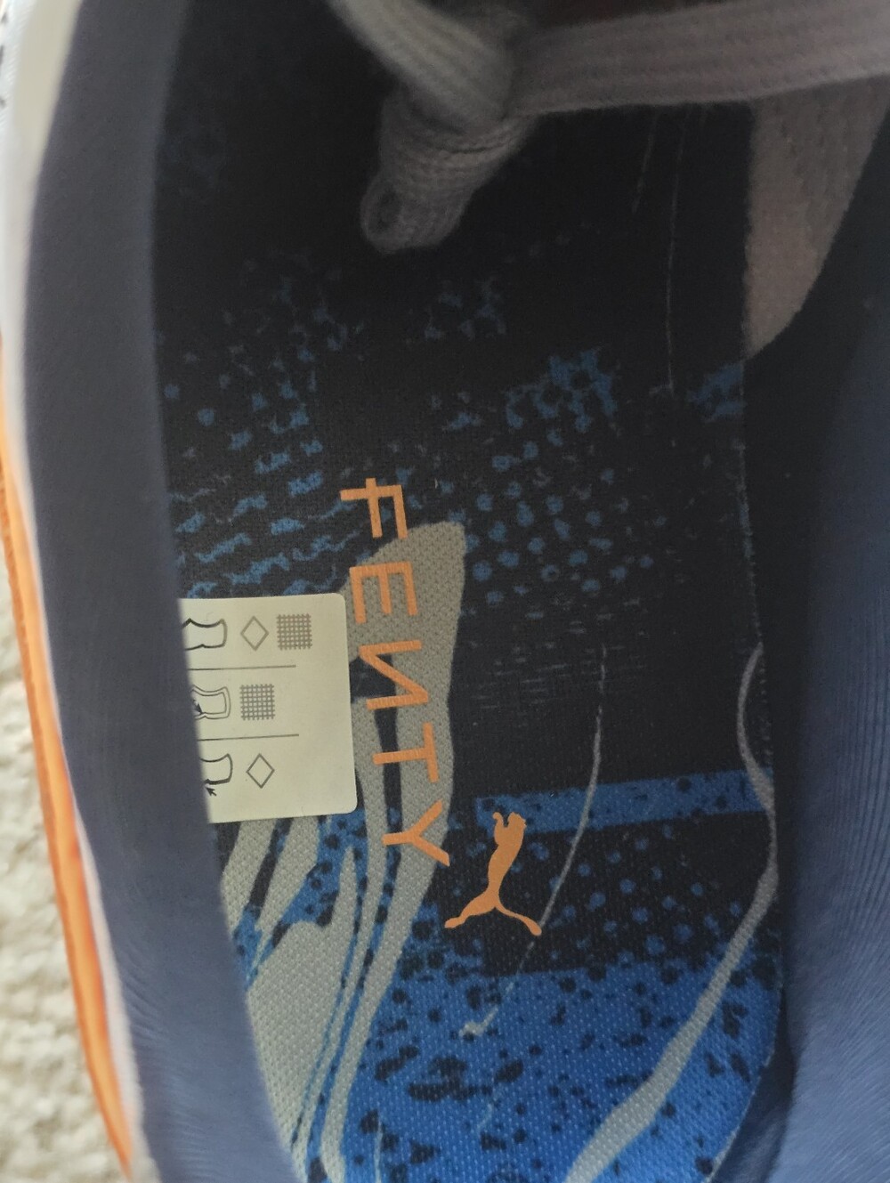 FENTY Women’s Silver Sneakers with Orange Accents Or Mens Size 8 - Picture 8 of 9
